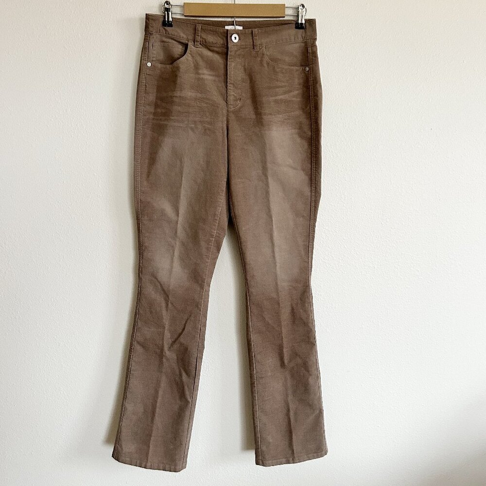 J Jill Pants Tan Corduroy Straight Leg Factory Fading 5 Pocket Stretch
